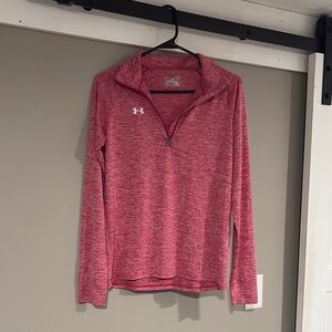 Under Armour Pink Fitted Long Sleeve Polo Sweatshirt
